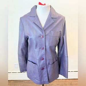 Vintage Women's Purple Leather Jacket buttoned with front pockets